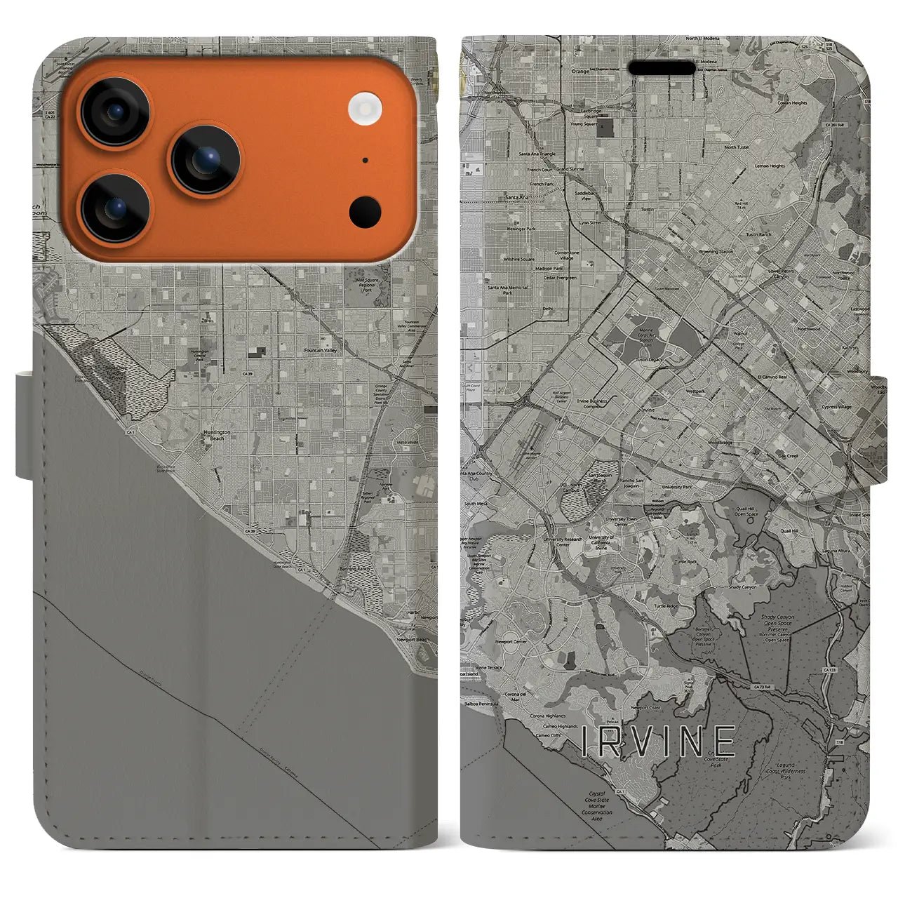 【アーバイン（アメリカ）】地図柄iPhoneケース（手帳タイプ）