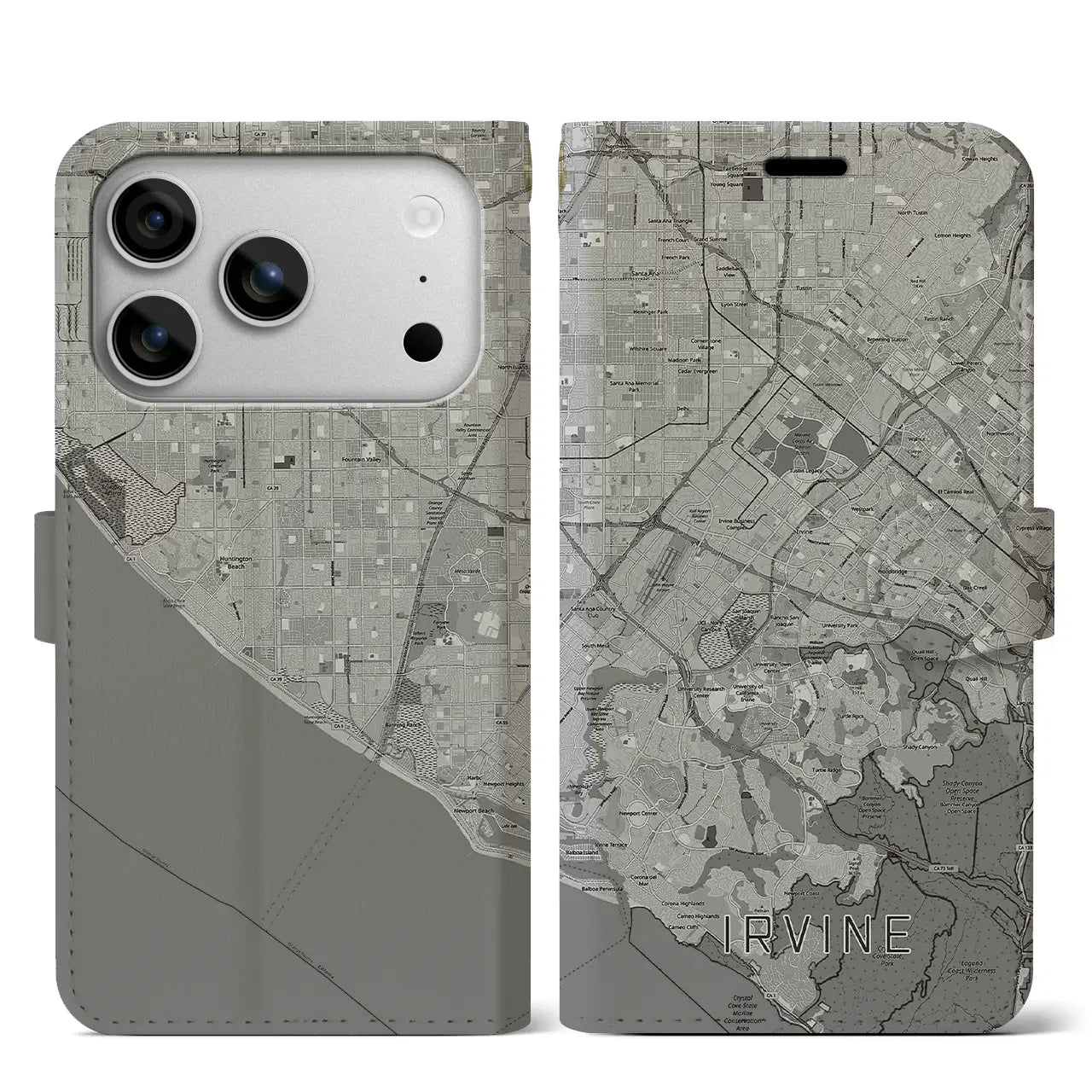 【アーバイン（アメリカ）】地図柄iPhoneケース（手帳タイプ）