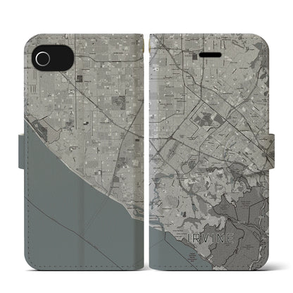 【アーバイン（アメリカ）】地図柄iPhoneケース（手帳タイプ）モノトーン・iPhone SE（第3 / 第2世代） / 8 / 7 / 6s / 6 用