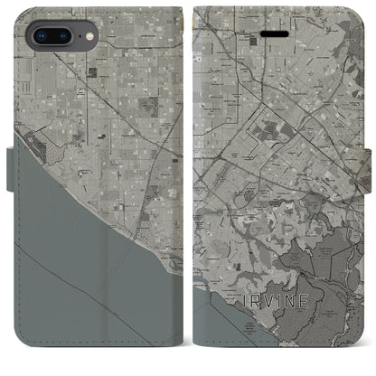 【アーバイン（アメリカ）】地図柄iPhoneケース（手帳タイプ）モノトーン・iPhone 8Plus /7Plus / 6sPlus / 6Plus 用