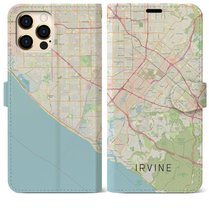 【アーバイン（アメリカ）】地図柄iPhoneケース（手帳タイプ）ナチュラル・iPhone 12 Pro Max 用