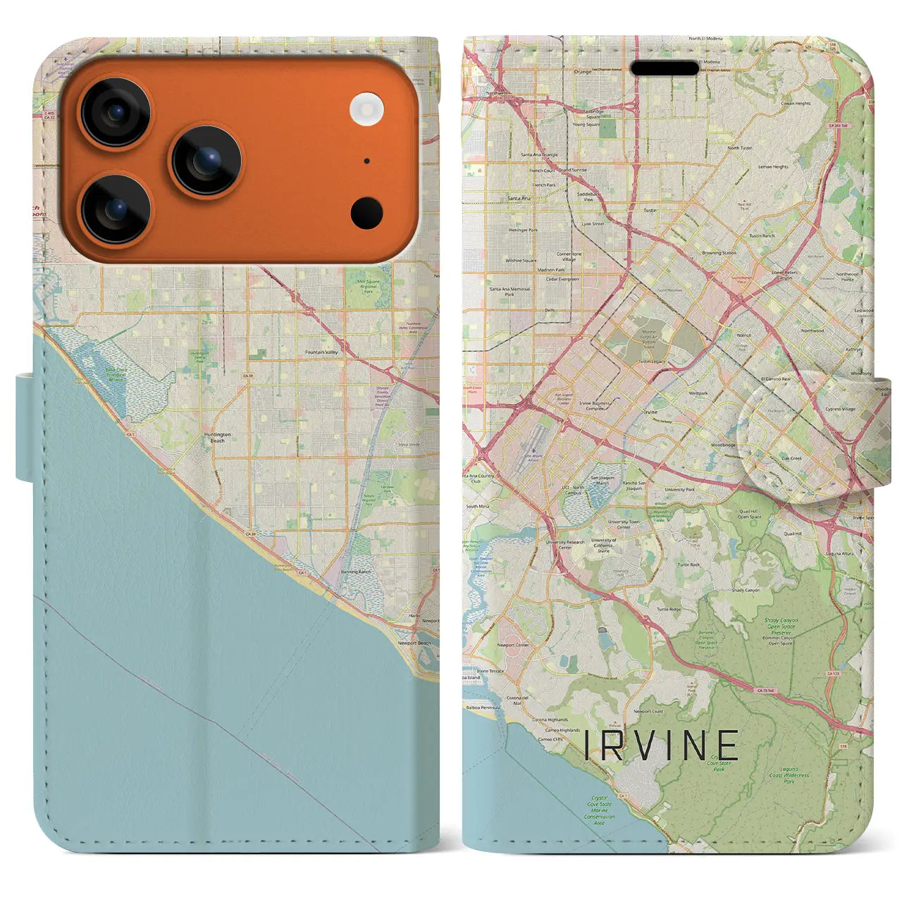 【アーバイン（アメリカ）】地図柄iPhoneケース（手帳タイプ）