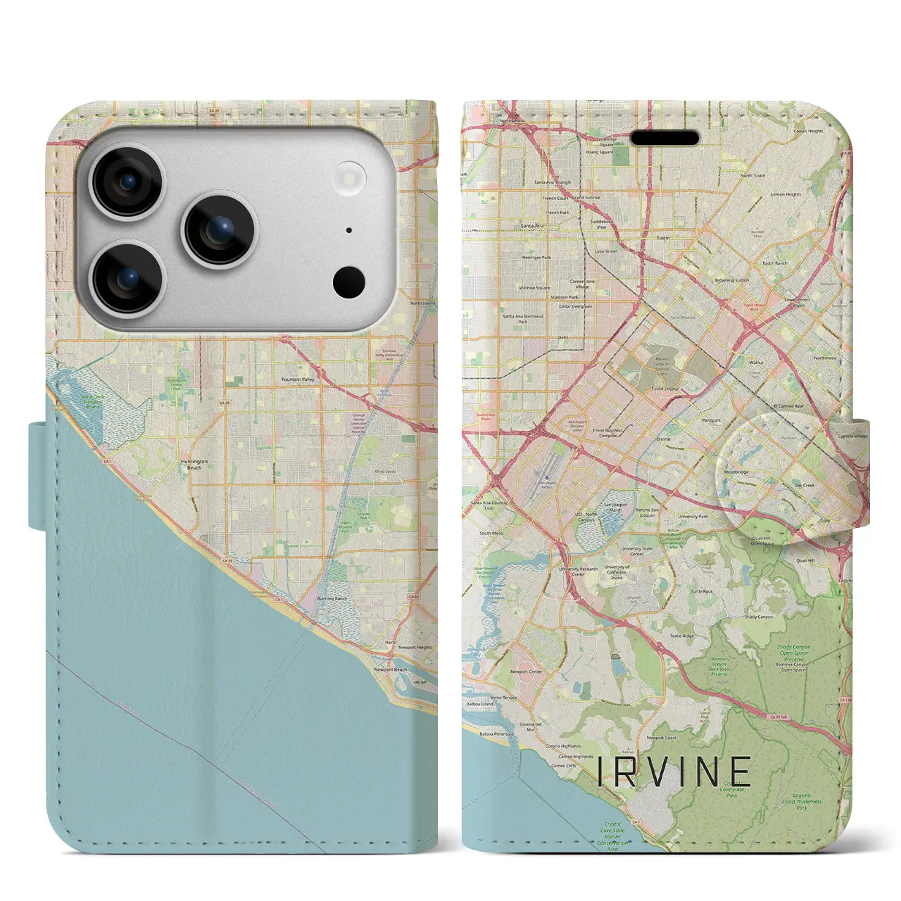 【アーバイン（アメリカ）】地図柄iPhoneケース（手帳タイプ）