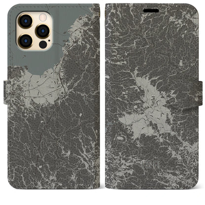 【伊佐（鹿児島県）】地図柄iPhoneケース（手帳タイプ）モノトーン・iPhone 12 Pro Max 用