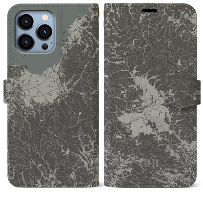 【伊佐（鹿児島県）】地図柄iPhoneケース（手帳タイプ）モノトーン・iPhone 13 Pro Max 用