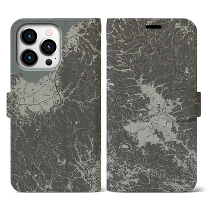 【伊佐（鹿児島県）】地図柄iPhoneケース（手帳タイプ）モノトーン・iPhone 13 Pro 用