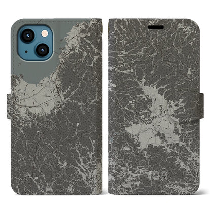 【伊佐（鹿児島県）】地図柄iPhoneケース（手帳タイプ）モノトーン・iPhone 13 用