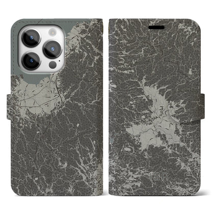 【伊佐（鹿児島県）】地図柄iPhoneケース（手帳タイプ）モノトーン・iPhone 14 Pro 用