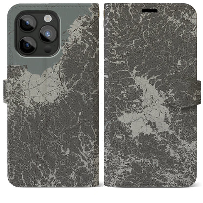 【伊佐（鹿児島県）】地図柄iPhoneケース（手帳タイプ）モノトーン・iPhone 15 Pro Max 用