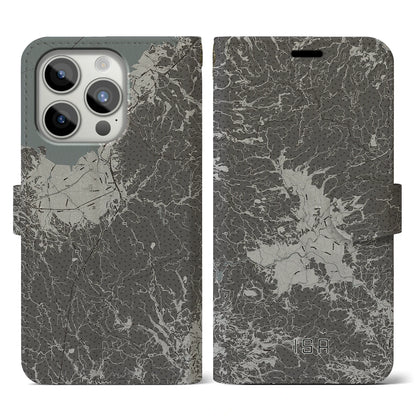 【伊佐（鹿児島県）】地図柄iPhoneケース（手帳タイプ）モノトーン・iPhone 15 Pro 用