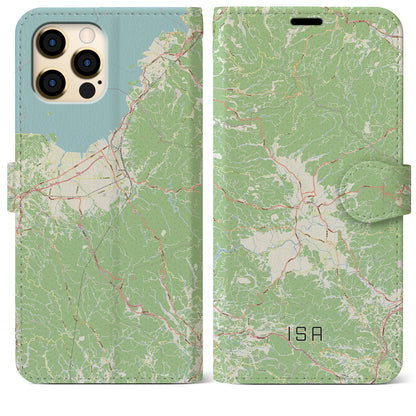 【伊佐（鹿児島県）】地図柄iPhoneケース（手帳タイプ）ナチュラル・iPhone 12 Pro Max 用