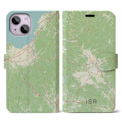 【伊佐（鹿児島県）】地図柄iPhoneケース（手帳タイプ）ナチュラル・iPhone 14 用