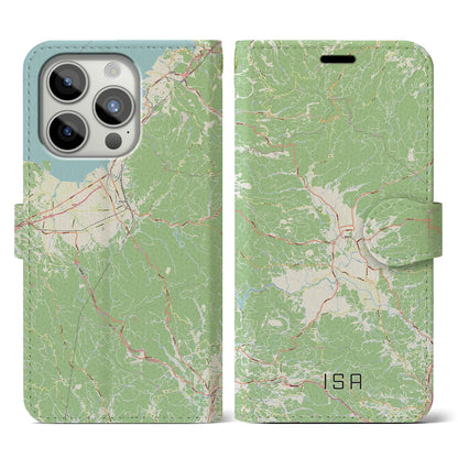【伊佐（鹿児島県）】地図柄iPhoneケース（手帳タイプ）ナチュラル・iPhone 15 Pro 用