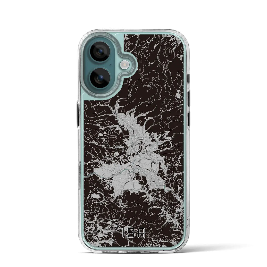 【伊佐(鹿児島県)】地図柄iPhoneケース(MagSafeタイプ)モノトーン・iPhone 16 Pro 用