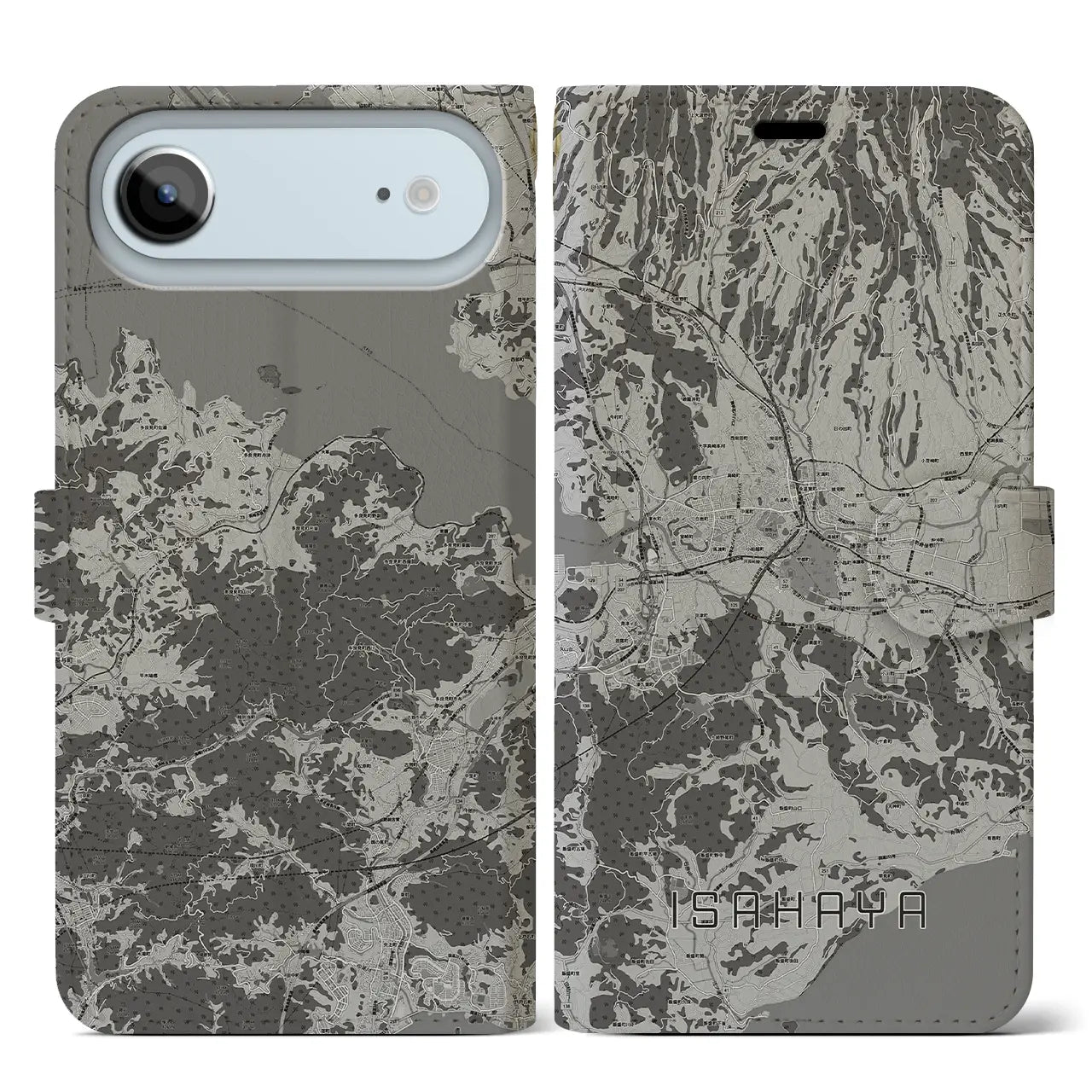 【諫早（長崎県）】地図柄iPhoneケース（手帳タイプ）