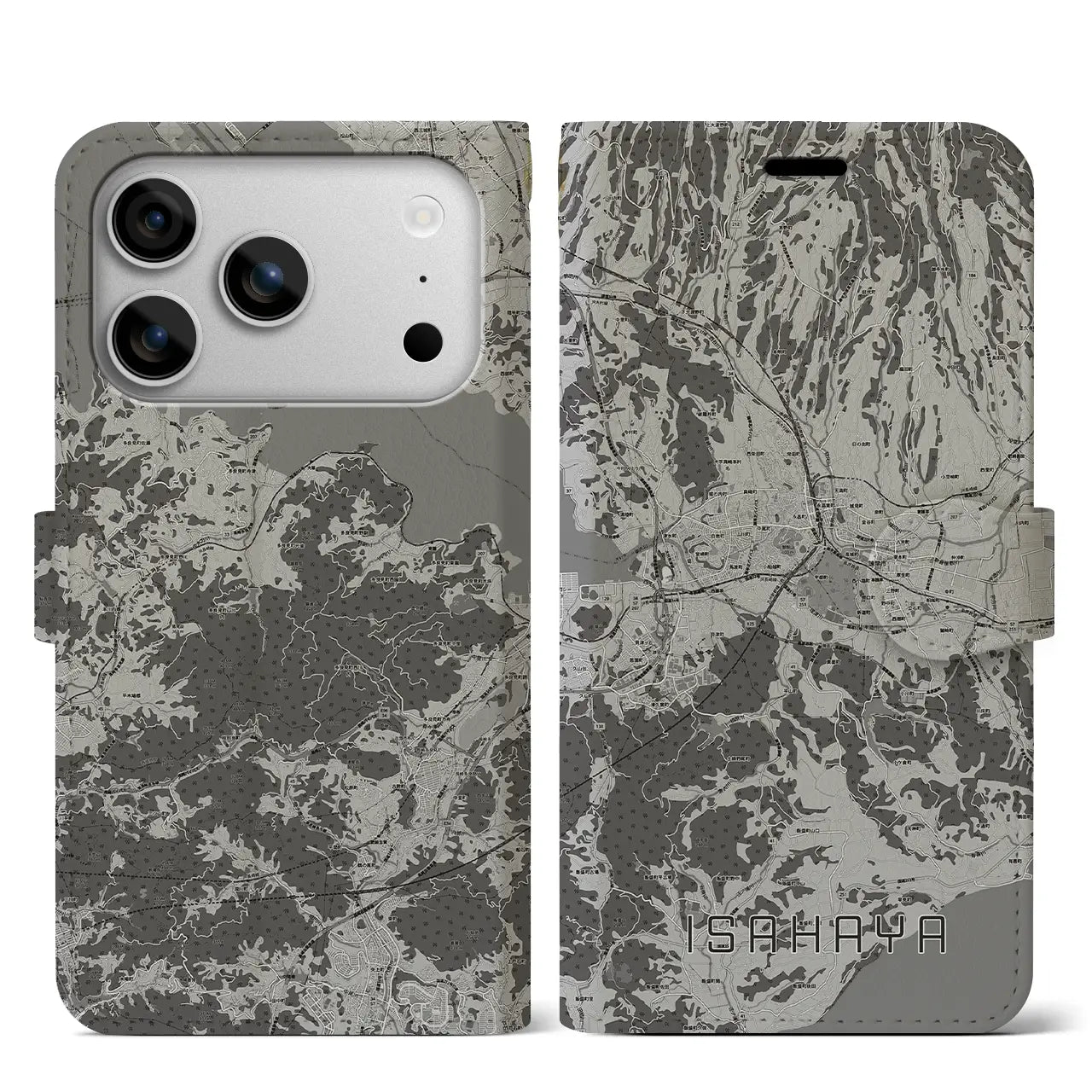 【諫早（長崎県）】地図柄iPhoneケース（手帳タイプ）