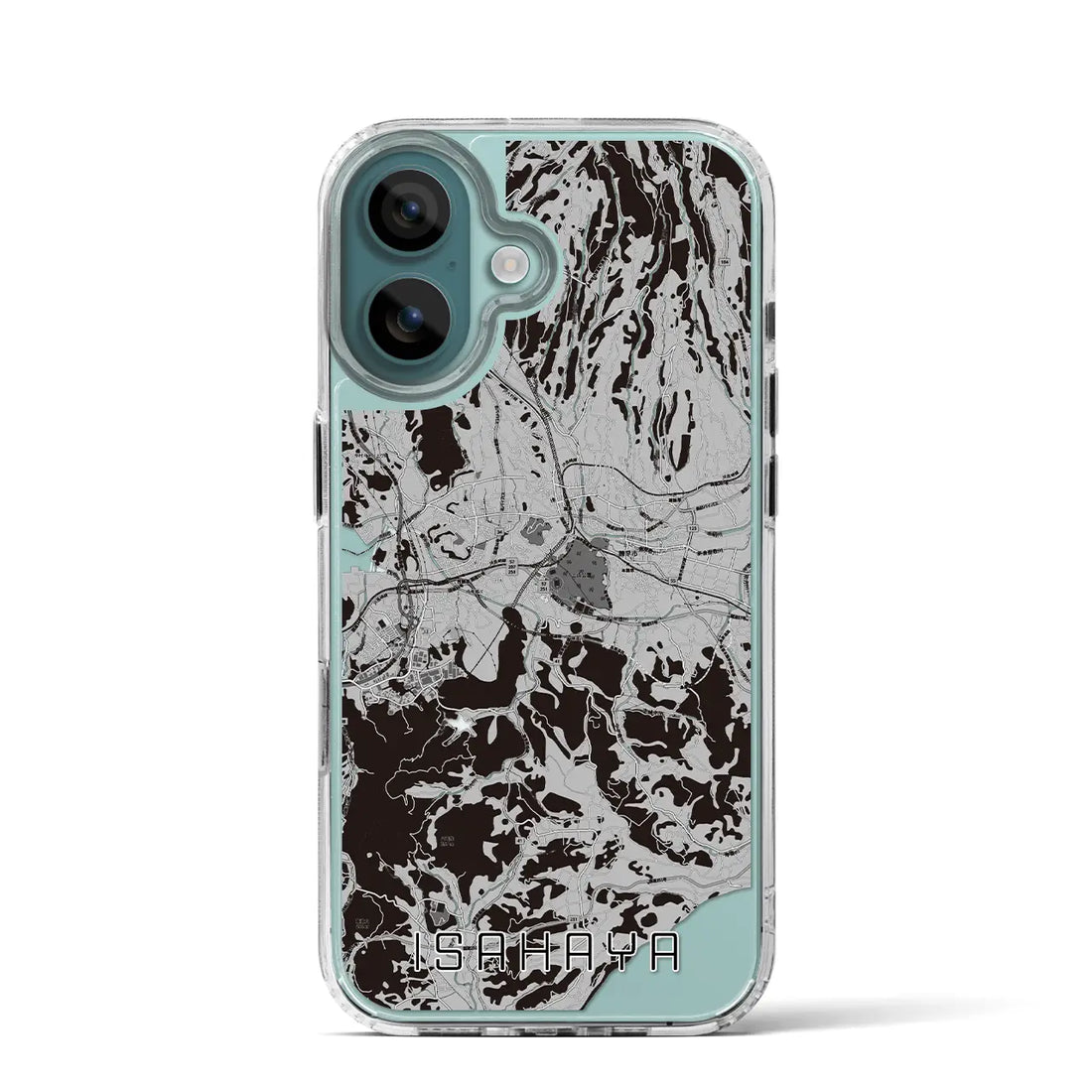 【諫早（長崎県）】地図柄iPhoneケース（MagSafeタイプ）モノトーン・iPhone 16 Pro 用