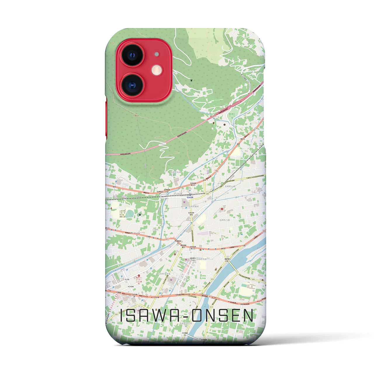 【石和温泉（山梨県）】地図柄iPhoneケース（バックカバータイプ）