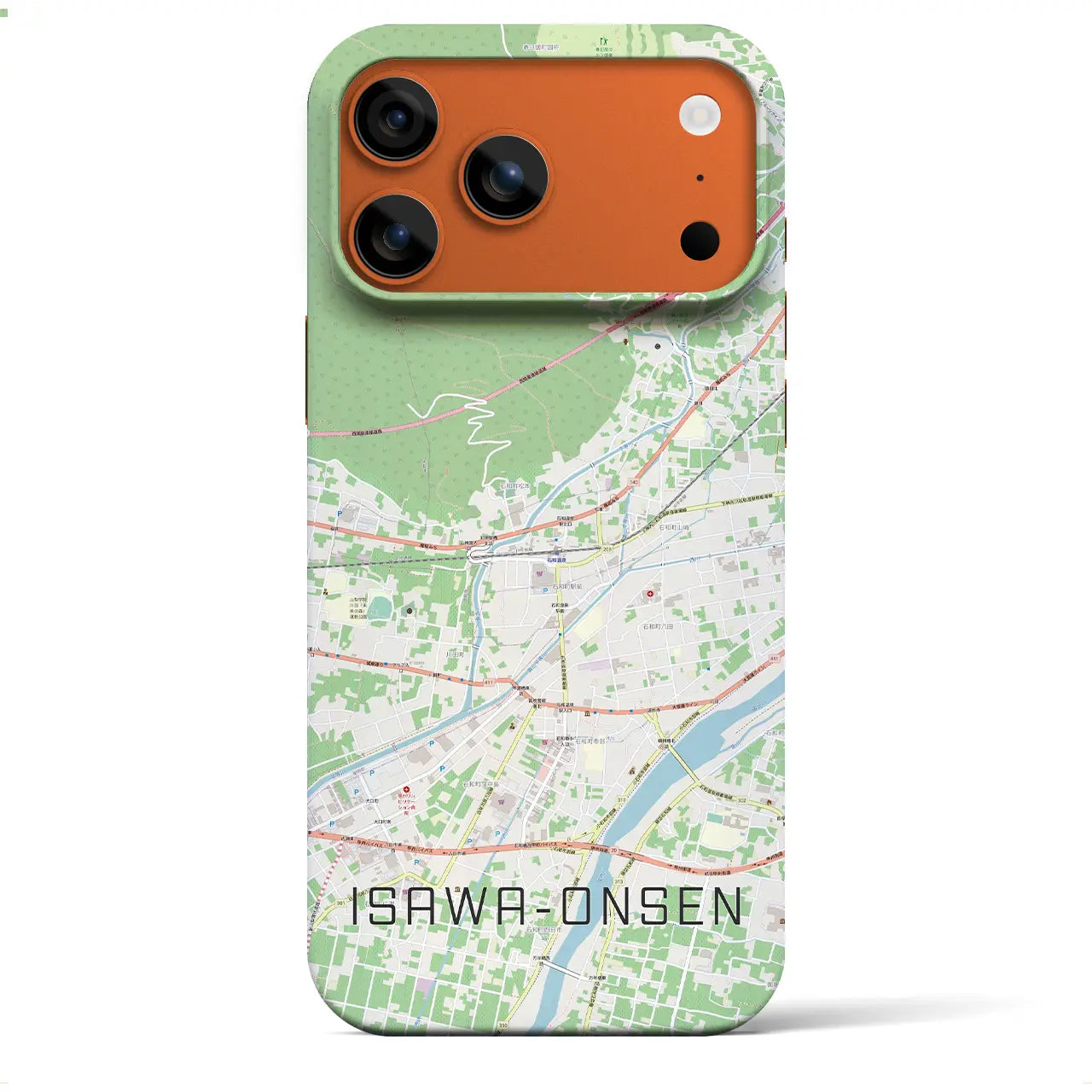 【石和温泉（山梨県）】地図柄iPhoneケース（バックカバータイプ）