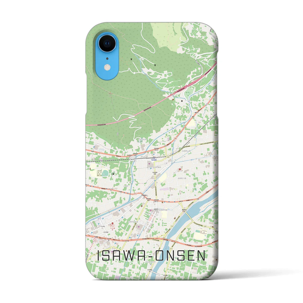 【石和温泉（山梨県）】地図柄iPhoneケース（バックカバータイプ）