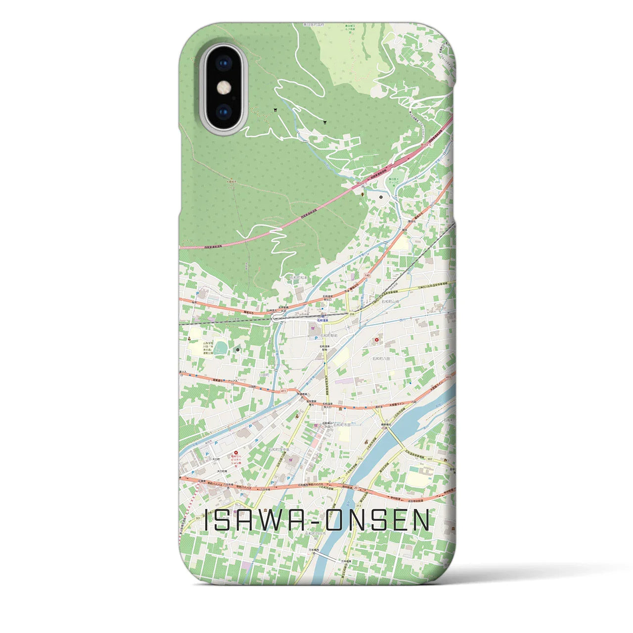 【石和温泉（山梨県）】地図柄iPhoneケース（バックカバータイプ）