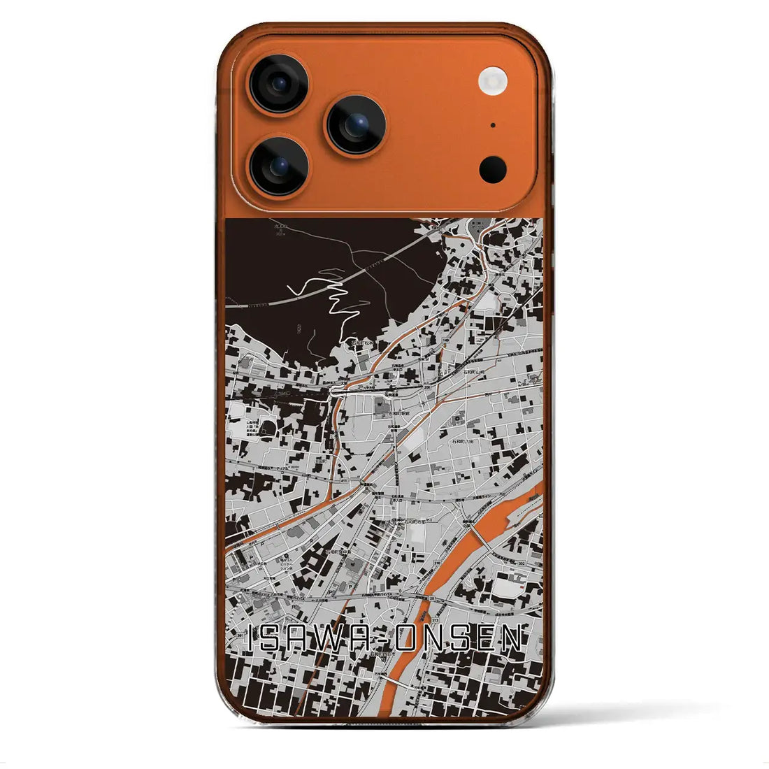 【石和温泉（山梨県）】地図柄iPhoneケース（クリアタイプ）モノトーン・iPhone 17 Pro Max 用