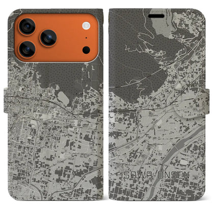 【石和温泉（山梨県）】地図柄iPhoneケース（手帳タイプ）