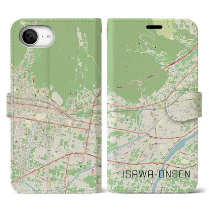 【石和温泉（山梨県）】地図柄iPhoneケース（手帳タイプ）