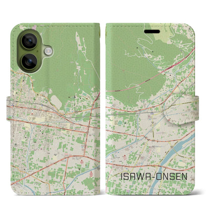 【石和温泉（山梨県）】地図柄iPhoneケース（手帳タイプ）