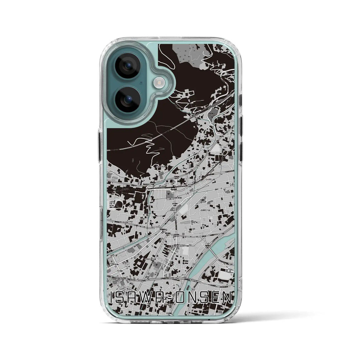 【石和温泉(山梨県)】地図柄iPhoneケース(MagSafeタイプ)モノトーン・iPhone 16 Pro 用