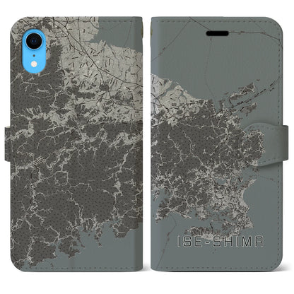 【伊勢志摩（三重県）】地図柄iPhoneケース（手帳タイプ）モノトーン・iPhone XR 用