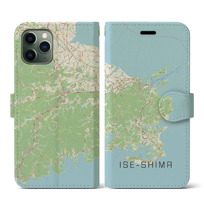 【伊勢志摩（三重県）】地図柄iPhoneケース（手帳タイプ）ナチュラル・iPhone 11 Pro 用