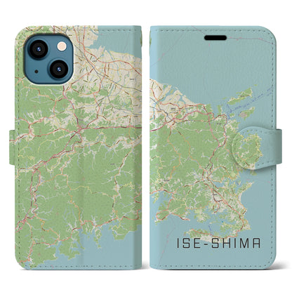 【伊勢志摩（三重県）】地図柄iPhoneケース（手帳タイプ）ナチュラル・iPhone 13 用