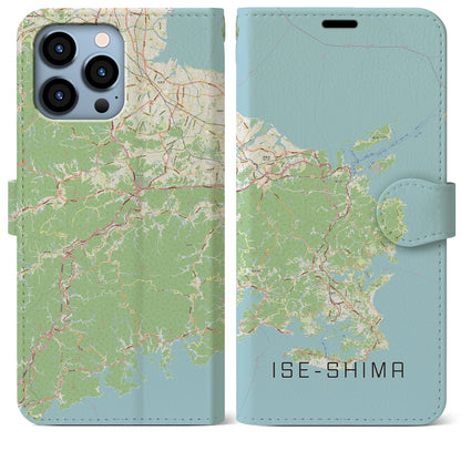 【伊勢志摩（三重県）】地図柄iPhoneケース（手帳タイプ）ナチュラル・iPhone 13 Pro Max 用