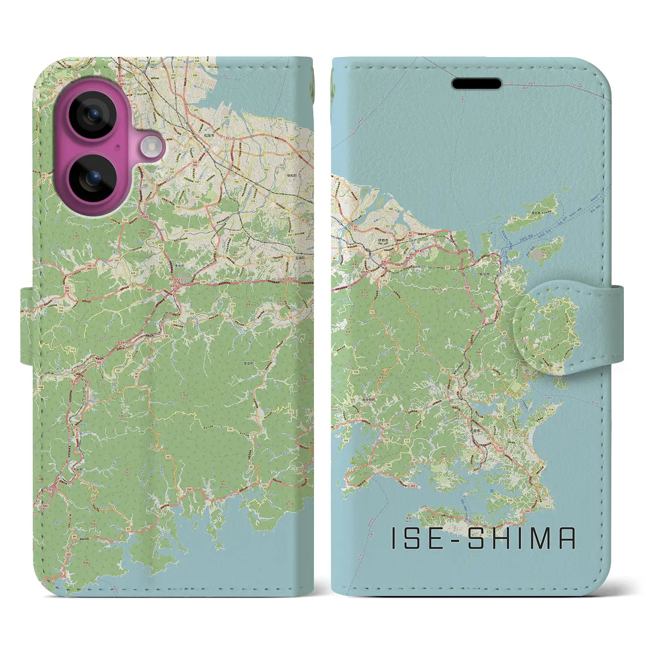 【伊勢志摩（三重県）】地図柄iPhoneケース（手帳タイプ）ナチュラル・iPhone 16 Pro 用