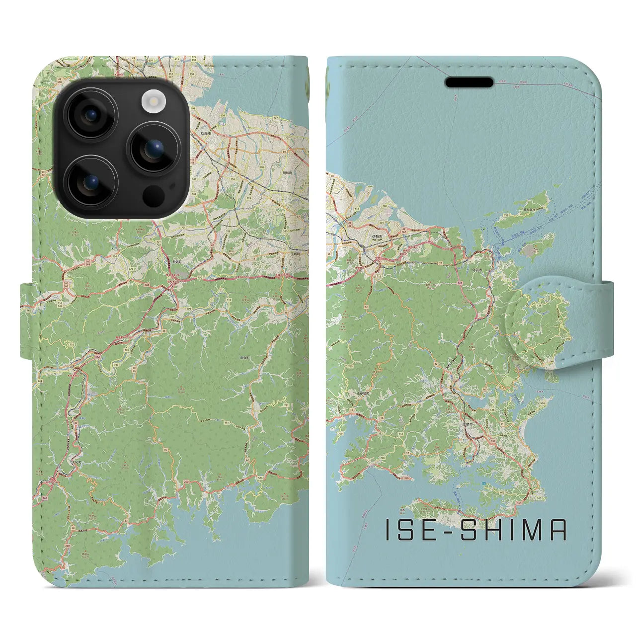 【伊勢志摩（三重県）】地図柄iPhoneケース（手帳タイプ）ナチュラル・iPhone 16 用