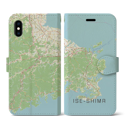 【伊勢志摩（三重県）】地図柄iPhoneケース（手帳タイプ）ナチュラル・iPhone XS / X 用