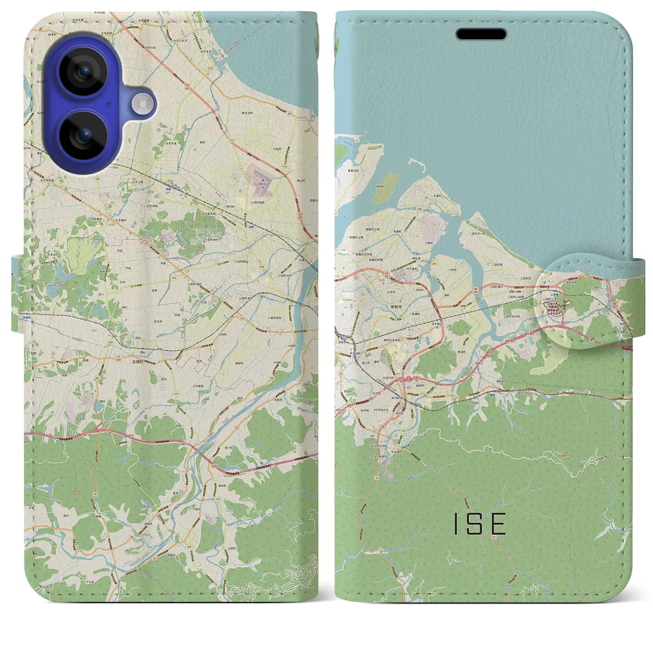 【伊勢（三重県）】地図柄iPhoneケース（手帳タイプ）ナチュラル・iPhone 16 Pro Max 用