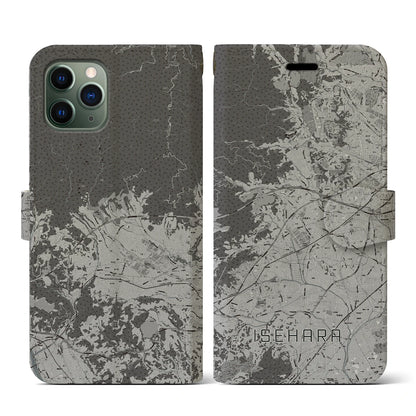 【伊勢原（神奈川県）】地図柄iPhoneケース（手帳タイプ）モノトーン・iPhone 11 Pro 用