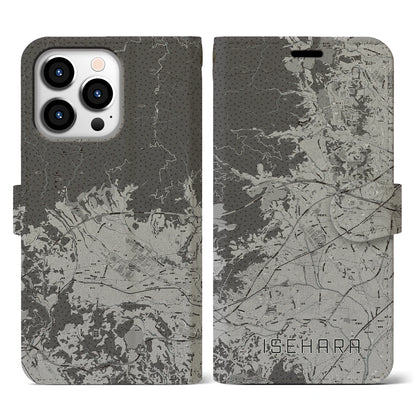 【伊勢原（神奈川県）】地図柄iPhoneケース（手帳タイプ）モノトーン・iPhone 13 Pro 用