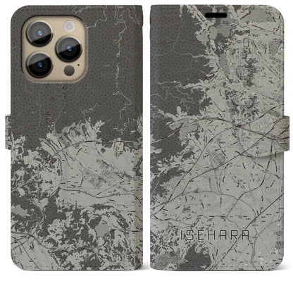【伊勢原（神奈川県）】地図柄iPhoneケース（手帳タイプ）モノトーン・iPhone 14 Pro Max 用
