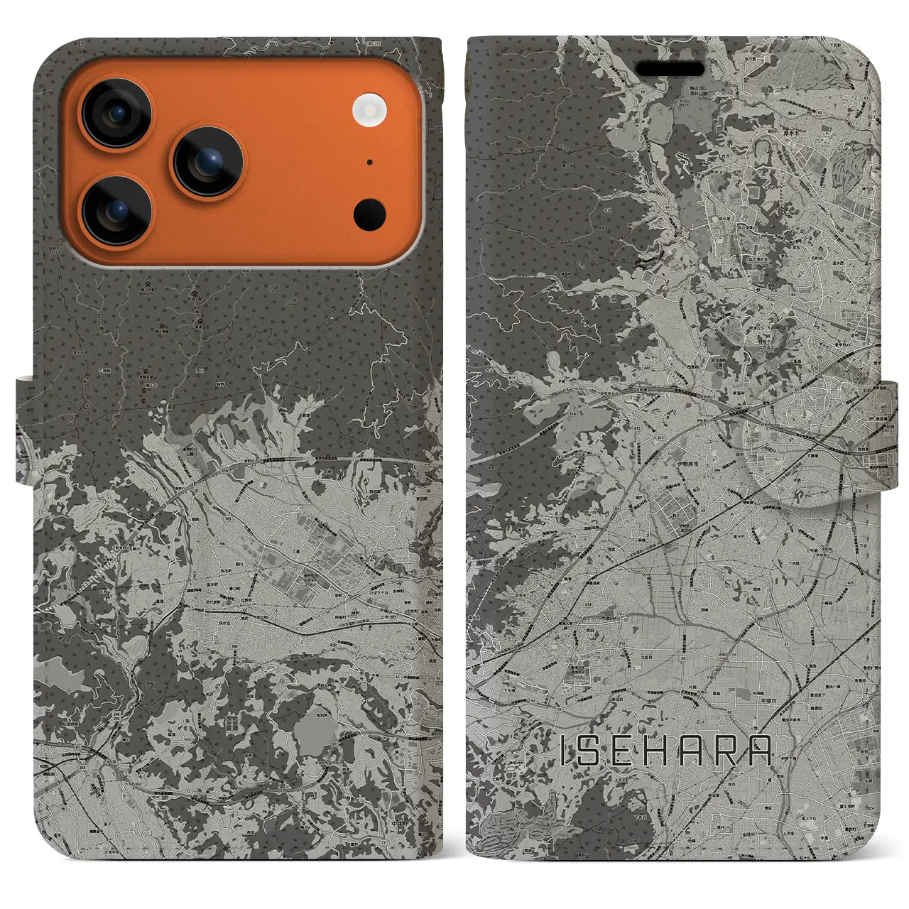 【伊勢原（神奈川県）】地図柄iPhoneケース（手帳タイプ）