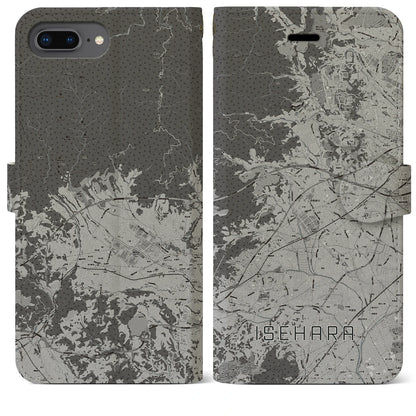 【伊勢原（神奈川県）】地図柄iPhoneケース（手帳タイプ）モノトーン・iPhone 8Plus /7Plus / 6sPlus / 6Plus 用