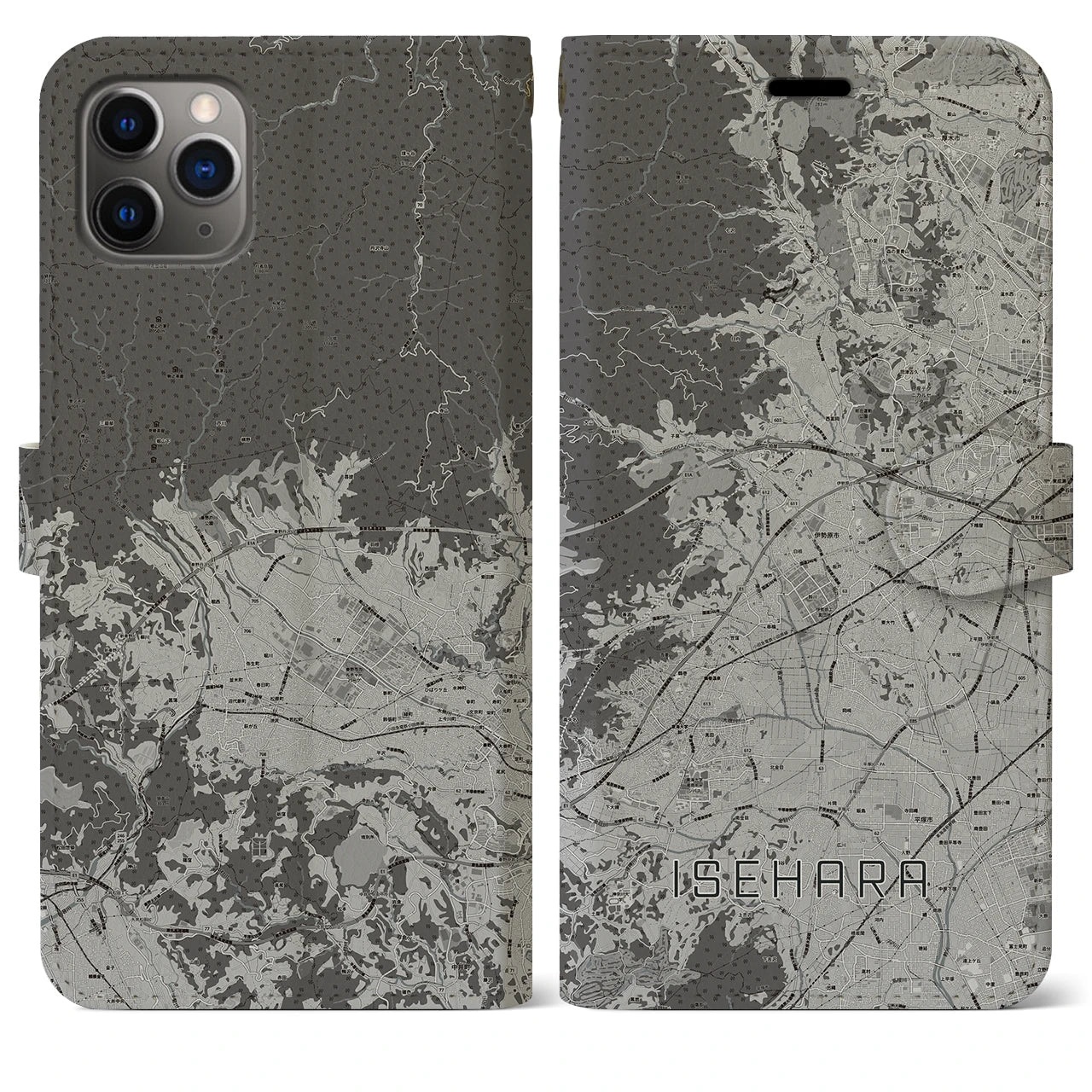 【伊勢原（神奈川県）】地図柄iPhoneケース（手帳タイプ）