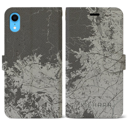 【伊勢原（神奈川県）】地図柄iPhoneケース（手帳タイプ）モノトーン・iPhone XR 用