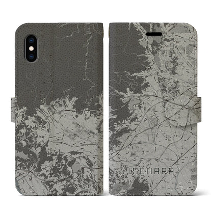 【伊勢原（神奈川県）】地図柄iPhoneケース（手帳タイプ）モノトーン・iPhone XS / X 用