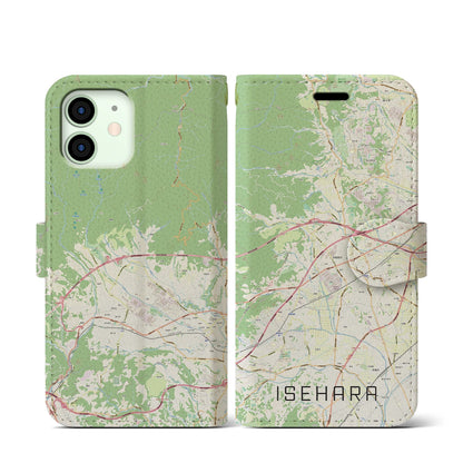 【伊勢原（神奈川県）】地図柄iPhoneケース（手帳タイプ）ナチュラル・iPhone 12 mini 用