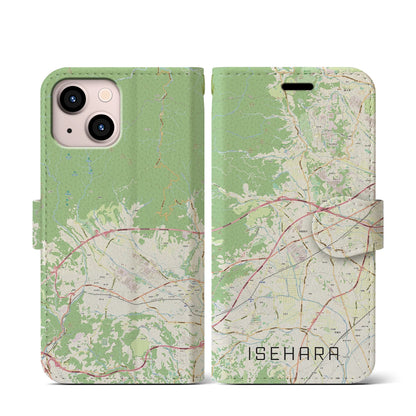 【伊勢原（神奈川県）】地図柄iPhoneケース（手帳タイプ）ナチュラル・iPhone 13 mini 用