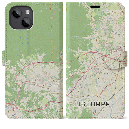 【伊勢原（神奈川県）】地図柄iPhoneケース（手帳タイプ）ナチュラル・iPhone 14 Plus 用