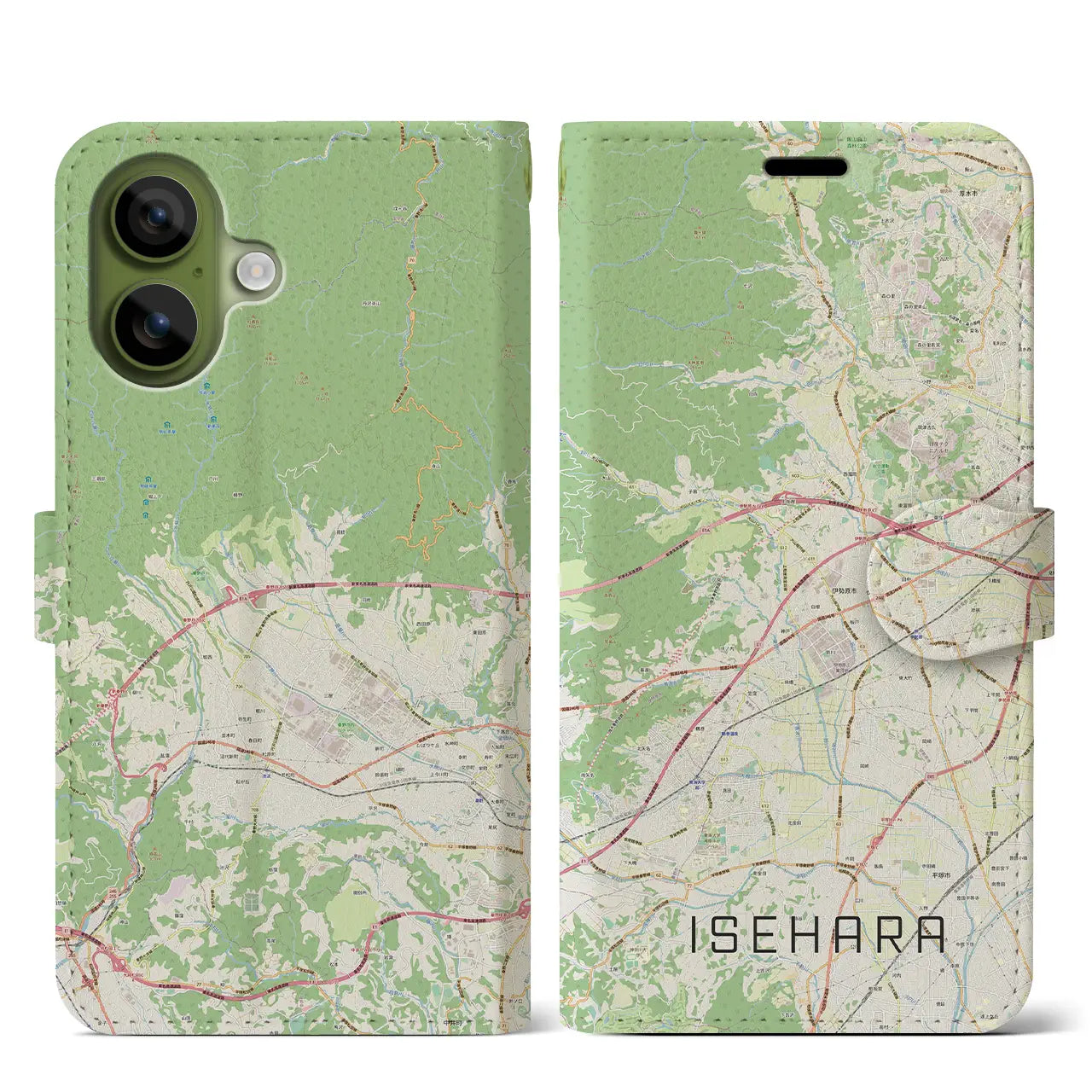 【伊勢原（神奈川県）】地図柄iPhoneケース（手帳タイプ）